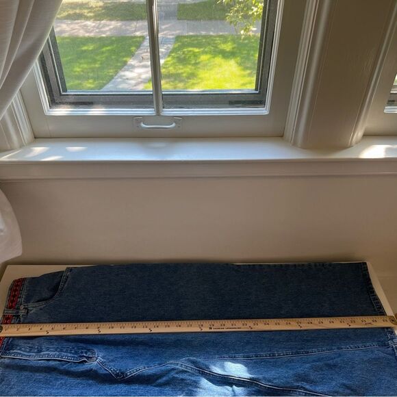 Venezia Vintage Denim Midi Skirt Western Ribbon Trim Size Large Cowboy Rodeo - Picture 9 of 9